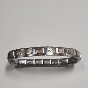 Italian Charm Stretch Bracelet BRENDA 14kt And Stainless Steel Letter Charms